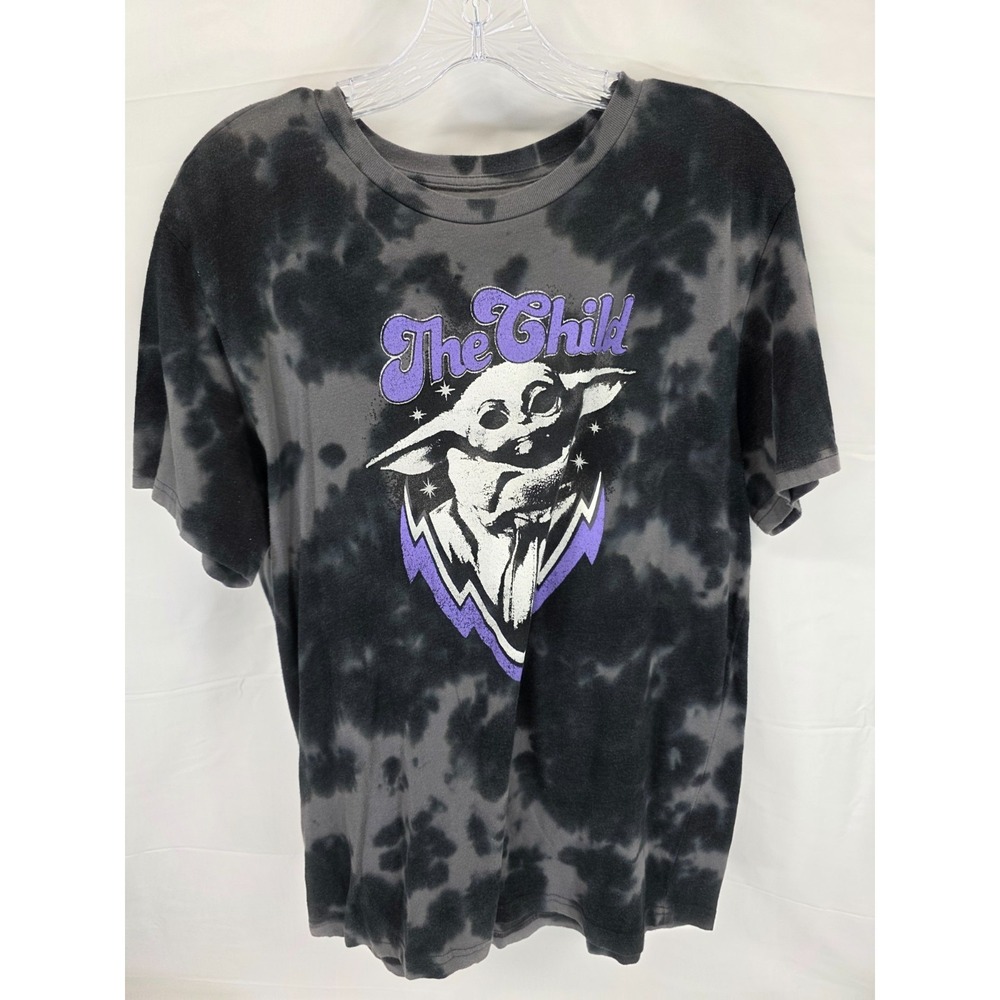 Star Wars Fifth Sun The Child Grogu Tie Dye Graphic T-Shirt Men Large Black Gray
